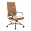 LeisureMod Benmar High-Back Leather Office Chair With Gold Frame In Gray 2 LeisureMod Benmar High-Back Leather Office Chair With Gold Frame In Gray -CYMAX Sales 2637815 L