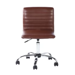 FurnitureR Faux Leather Home Office Chair Swivel Height Adjustable Chrome- Brown 17 FurnitureR Faux Leather Home Office Chair Swivel Height Adjustable Chrome- Brown -CYMAX Sales 2638548 2 L