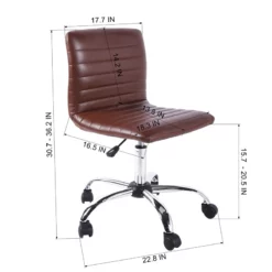 FurnitureR Faux Leather Home Office Chair Swivel Height Adjustable Chrome- Brown 13 FurnitureR Faux Leather Home Office Chair Swivel Height Adjustable Chrome- Brown -CYMAX Sales 2638548 3 L