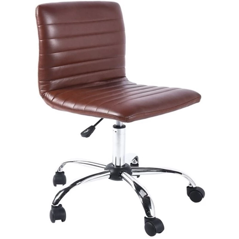 FurnitureR Faux Leather Home Office Chair Swivel Height Adjustable Chrome- Brown 3 FurnitureR Faux Leather Home Office Chair Swivel Height Adjustable Chrome- Brown
