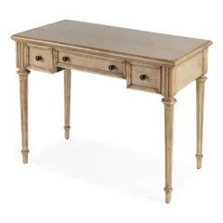 Bowery Hill Traditional Wooden 38" Writing Desk With Storage - Beige