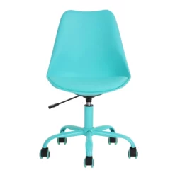 Homycasa Blue Leather Swivel Task Office Chair -CYMAX Sales 2642209 2 L