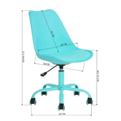 Homycasa Blue Leather Swivel Task Office Chair -CYMAX Sales 2642209 3 L