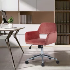 Homycasa Rose Velvet Upholstered Task Chair Swivel Home Office Chair -CYMAX Sales 2642214 1 L