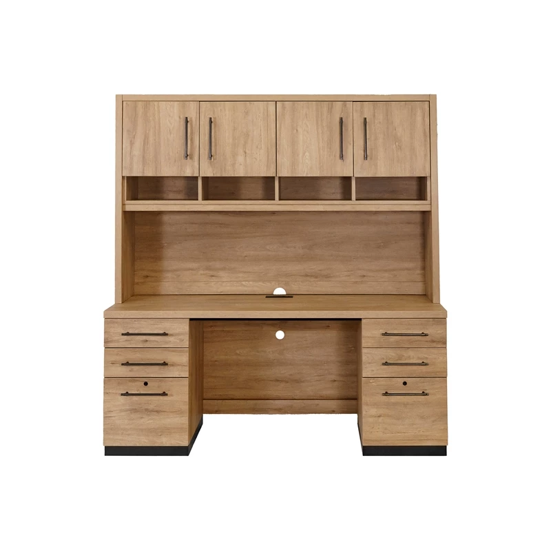 Contemporary Wood Laminate Office Desk Credenza Fully Assembled Light Brown 8 Contemporary Wood Laminate Office Desk Credenza Fully Assembled Light Brown - Image 6