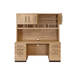 Contemporary Wood Laminate Office Desk Credenza Fully Assembled Light Brown 17 Contemporary Wood Laminate Office Desk Credenza Fully Assembled Light Brown -CYMAX Sales 2642280 6 L