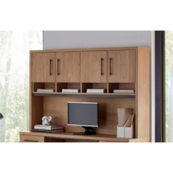 Contemporary Wood Laminate Office Desk Credenza Fully Assembled Light Brown