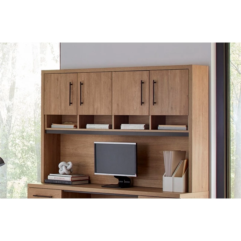 Contemporary Wood Laminate Office Desk Credenza Fully Assembled Light Brown 3 Contemporary Wood Laminate Office Desk Credenza Fully Assembled Light Brown