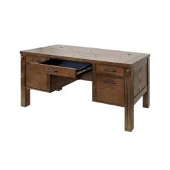 Rustic Half Pedestal Desk Wood Office Writing Table Fully Assembled Brown 25 Rustic Half Pedestal Desk Wood Office Writing Table Fully Assembled Brown -CYMAX Sales 2642287 10 L