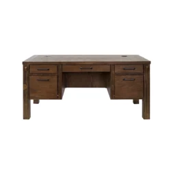 Rustic Half Pedestal Desk Wood Office Writing Table Fully Assembled Brown 17 Rustic Half Pedestal Desk Wood Office Writing Table Fully Assembled Brown -CYMAX Sales 2642287 2 L