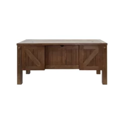 Rustic Half Pedestal Desk Wood Office Writing Table Fully Assembled Brown 18 Rustic Half Pedestal Desk Wood Office Writing Table Fully Assembled Brown -CYMAX Sales 2642287 3 L