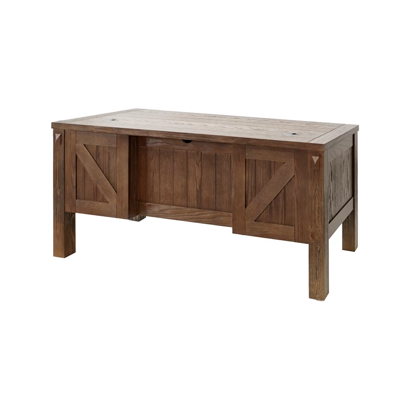 Rustic Half Pedestal Desk Wood Office Writing Table Fully Assembled Brown 7 Rustic Half Pedestal Desk Wood Office Writing Table Fully Assembled Brown - Image 5