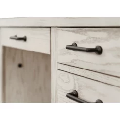 Rustic Half Pedestal Desk Wood Office Writing Table Fully Assembled White 18 Rustic Half Pedestal Desk Wood Office Writing Table Fully Assembled White -CYMAX Sales 2642288 6 L