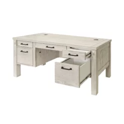 Rustic Half Pedestal Desk Wood Office Writing Table Fully Assembled White 20 Rustic Half Pedestal Desk Wood Office Writing Table Fully Assembled White -CYMAX Sales 2642288 8 L