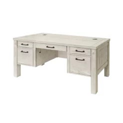 Rustic Half Pedestal Desk Wood Office Writing Table Fully Assembled White 21 Rustic Half Pedestal Desk Wood Office Writing Table Fully Assembled White -CYMAX Sales 2642288 9 L