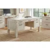 Rustic Half Pedestal Desk Wood Office Writing Table Fully Assembled White
