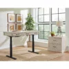 Rustic Wood Electronic Sit/Stand Desk Writing Table Office Storage White -CYMAX Sales 2642289 1 L