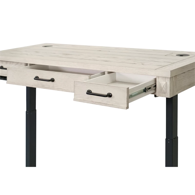 Rustic Wood Electronic Sit/Stand Desk Writing Table Office Storage White 10 Rustic Wood Electronic Sit/Stand Desk Writing Table Office Storage White - Image 8