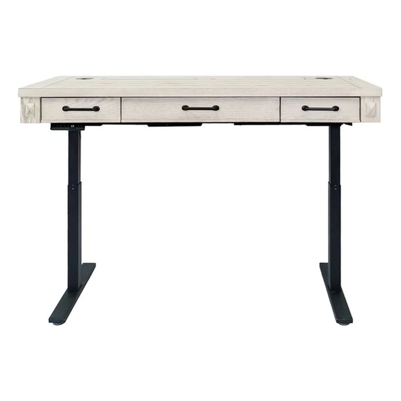 Rustic Wood Electronic Sit/Stand Desk Writing Table Office Storage White 4 Rustic Wood Electronic Sit/Stand Desk Writing Table Office Storage White - Image 2