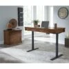 Rustic Wood Electronic Sit/Stand Desk Writing Table Office Storage Brown -CYMAX Sales 2642290 1 L
