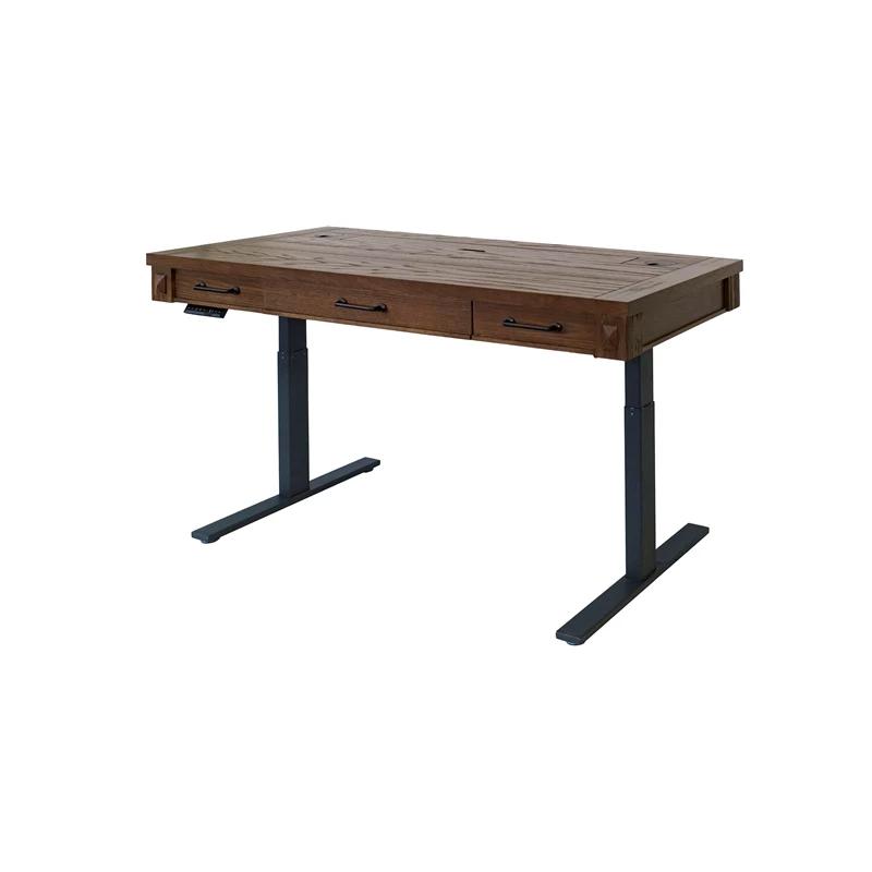 Rustic Wood Electronic Sit/Stand Desk Writing Table Office Storage Brown 9 Rustic Wood Electronic Sit/Stand Desk Writing Table Office Storage Brown - Image 7