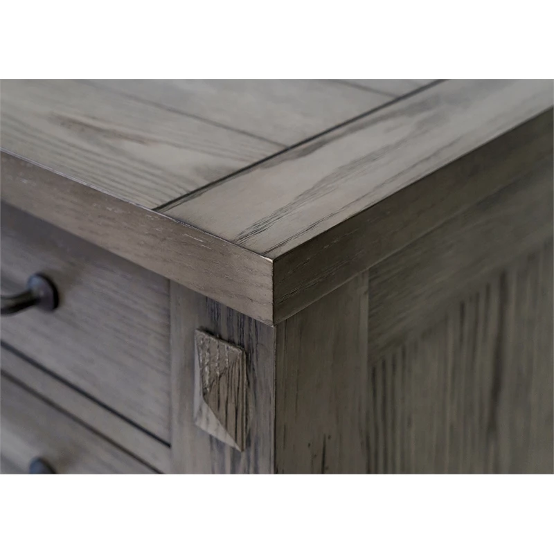 Rustic Half Pedestal Desk Wood Office Writing Table Fully Assembled Gray 5 Rustic Half Pedestal Desk Wood Office Writing Table Fully Assembled Gray - Image 3