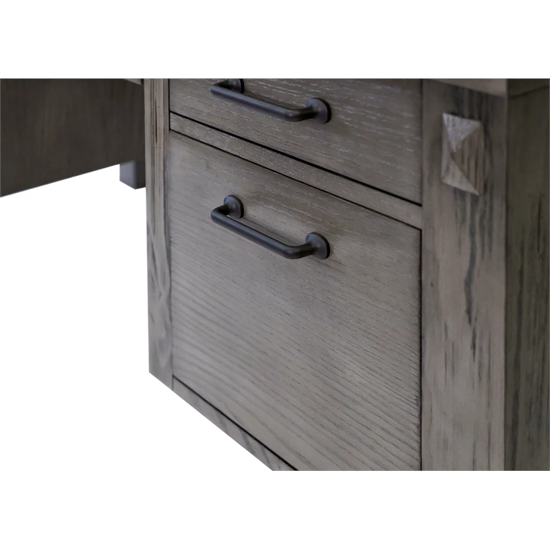 Rustic Half Pedestal Desk Wood Office Writing Table Fully Assembled Gray 7 Rustic Half Pedestal Desk Wood Office Writing Table Fully Assembled Gray - Image 5