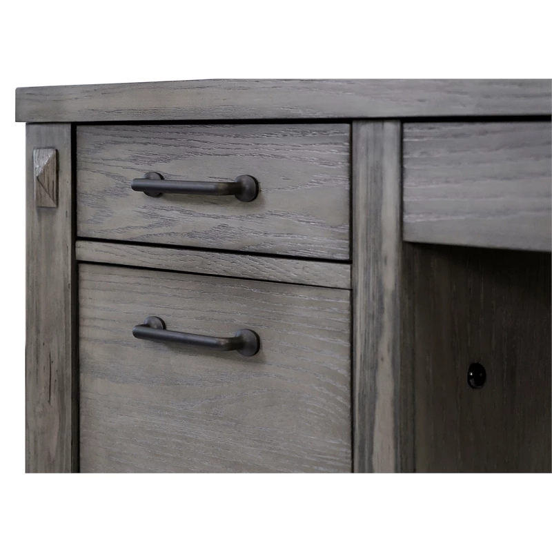 Rustic Half Pedestal Desk Wood Office Writing Table Fully Assembled Gray 10 Rustic Half Pedestal Desk Wood Office Writing Table Fully Assembled Gray - Image 8