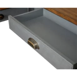 Bowery Hill Open L-Shaped Wood Writing Desk & Return In Dusty Blue/Natural -CYMAX Sales 2644891 6 L