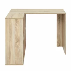 Pemberly Row 35.4" L-Shaped Wood Computer Desk With Shelves In Light Oak -CYMAX Sales 2646969 4 L