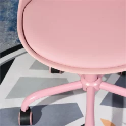 Pemberly Row Swivel Adjustable Faux Leather & Plastic Task Chair In Pink -CYMAX Sales 2646970 2 L