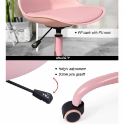Pemberly Row Swivel Adjustable Faux Leather & Plastic Task Chair In Pink -CYMAX Sales 2646970 6 L