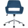 Pemberly Row Swivel Velvet Upholstered & Metal Task Chair In Dark Blue -CYMAX Sales 2646972 L