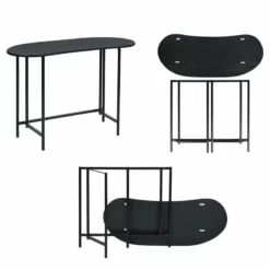 Pemberly Row Oval Modern Engineered Wood Foldable Computer Table In Black -CYMAX Sales 2646973 3 L