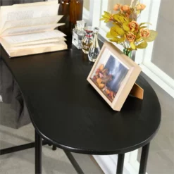 Pemberly Row Oval Modern Engineered Wood Foldable Computer Table In Black -CYMAX Sales 2646973 5 L