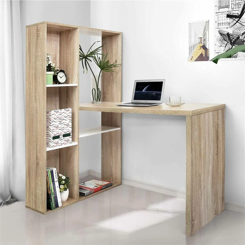Pemberly Row Modern Engineered Wood Computer Desk With Bookcase In Oak 4 Pemberly Row Modern Engineered Wood Computer Desk With Bookcase In Oak - Image 2