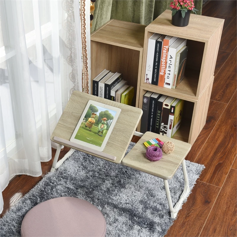 Pemberly Row Foldable Laptop Desk Wood Breakfast Tray Table For Sofa Bed White 4 Pemberly Row Foldable Laptop Desk Wood Breakfast Tray Table For Sofa Bed White - Image 2