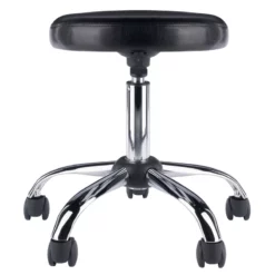 Pemberly Row Metal Faux Leather Adjustable Swivel Drafting Stool In Black -CYMAX Sales 2650408 10 L