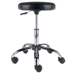 Pemberly Row Metal Faux Leather Adjustable Swivel Drafting Stool In Black -CYMAX Sales 2650408 4 L