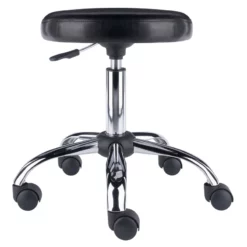 Pemberly Row Metal Faux Leather Adjustable Swivel Drafting Stool In Black -CYMAX Sales 2650408 9 L