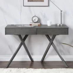 Furniture Of America Alto Wood Writing Desk With USB In Gray 33 Furniture Of America Alto Wood Writing Desk With USB In Gray -CYMAX Sales 2654348 1 L