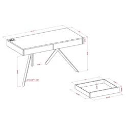 Furniture Of America Alto Wood Writing Desk With USB In Gray 38 Furniture Of America Alto Wood Writing Desk With USB In Gray -CYMAX Sales 2654348 9 L