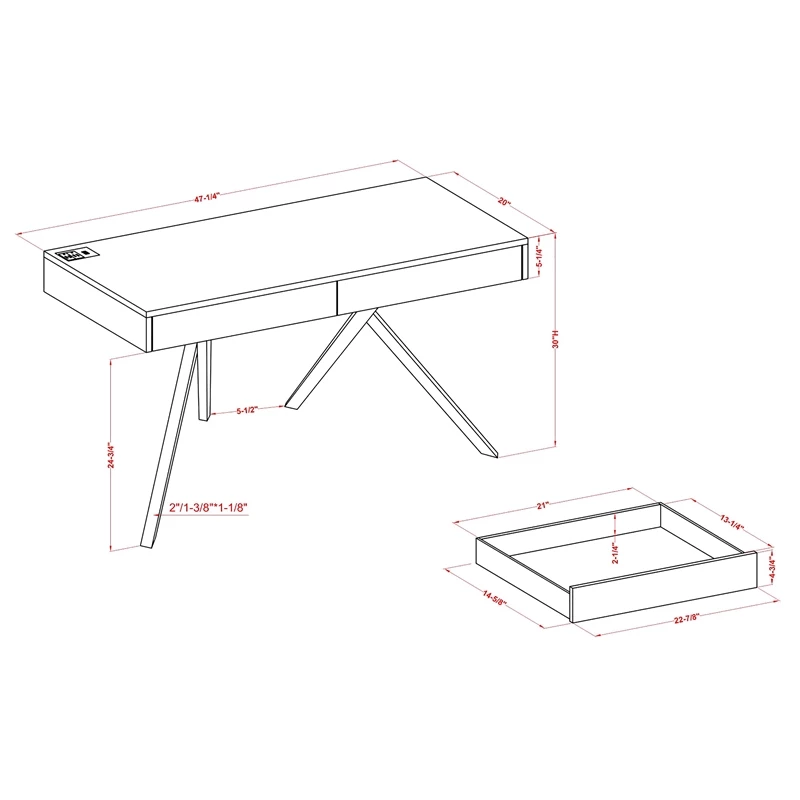 Furniture Of America Alto Wood Writing Desk With USB In Gray 19 Furniture Of America Alto Wood Writing Desk With USB In Gray - Image 17