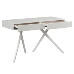 Furniture Of America Alto Wood Writing Desk With USB In Gray 25 Furniture Of America Alto Wood Writing Desk With USB In Gray -CYMAX Sales 2654349 5 L