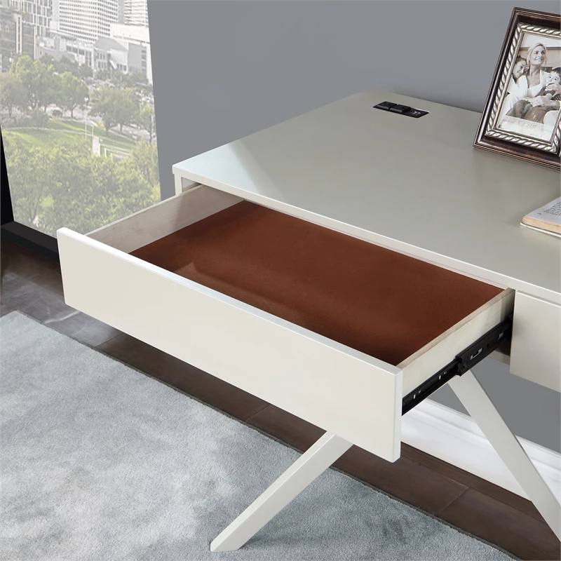 Furniture Of America Alto Wood Writing Desk With USB In Gray 9 Furniture Of America Alto Wood Writing Desk With USB In Gray - Image 7