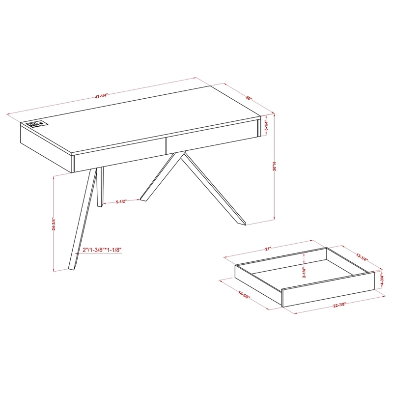 Furniture Of America Alto Wood Writing Desk With USB In Gray 5 Furniture Of America Alto Wood Writing Desk With USB In Gray - Image 3