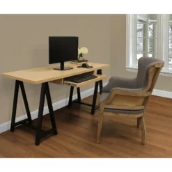 2-Piece Paolini Executive Desk Set With Phil Gray Exposed Wood Frame Armchair