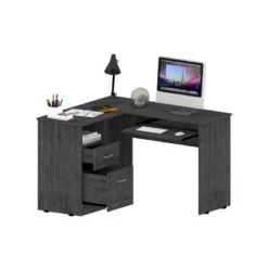 FM FURNITURE Raleigh L Shape Desk Smokey Oak Engineered Wood -CYMAX Sales 2657731 4 L