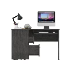 FM FURNITURE Raleigh L Shape Desk Smokey Oak Engineered Wood -CYMAX Sales 2657731 5 L