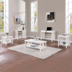 Sierra Writing Desk Engineered Wood In White Finish With Pull-Out Drawer -CYMAX Sales 2658573 4 L